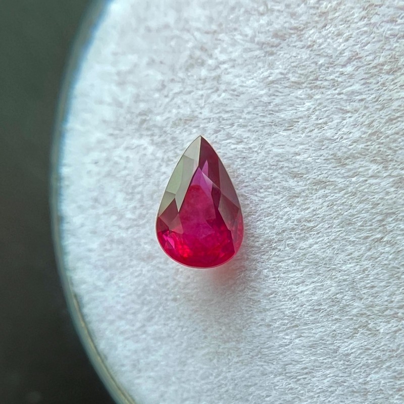 GIA CERTIFIED Natural Ruby Deep Red 0.58ct Pear Teardrop Cut Loose Unheated RARE gallery