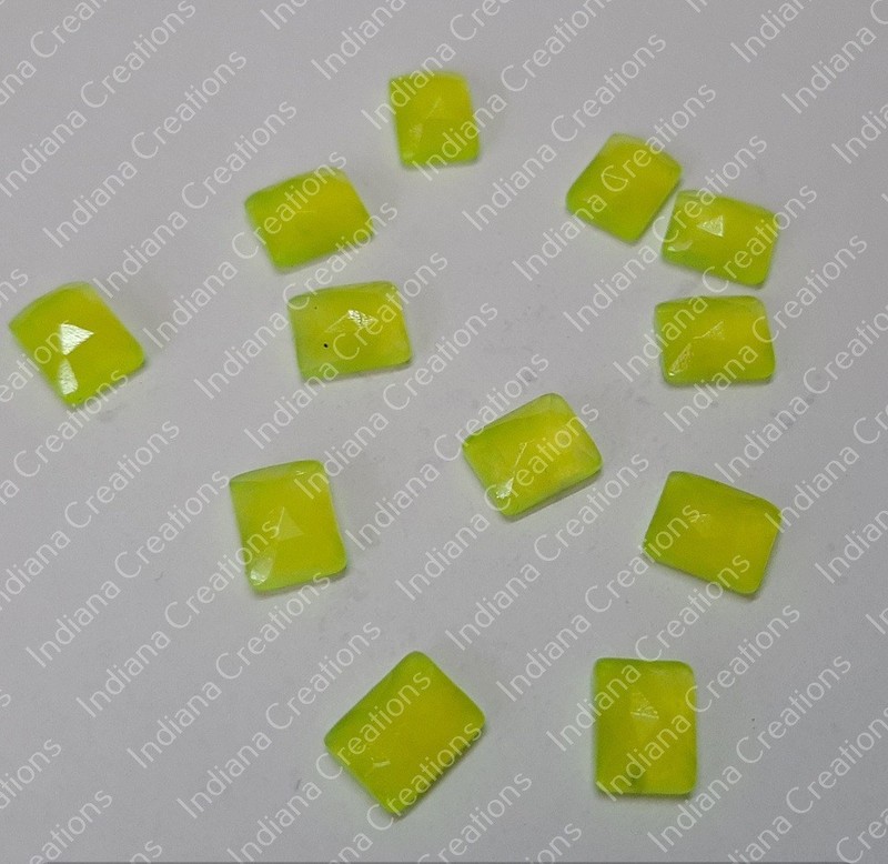 Natural Yellow Jade Rectangle Rose Cut 6x8mm To 20x25mm Loose Gemstone