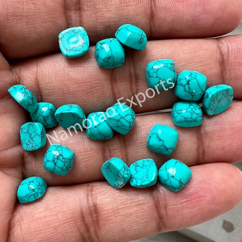 Synthetic Blue Turquoise Cushion 6x6 mm to 20 mm Cabochon Loose Gemstone Lot gallery