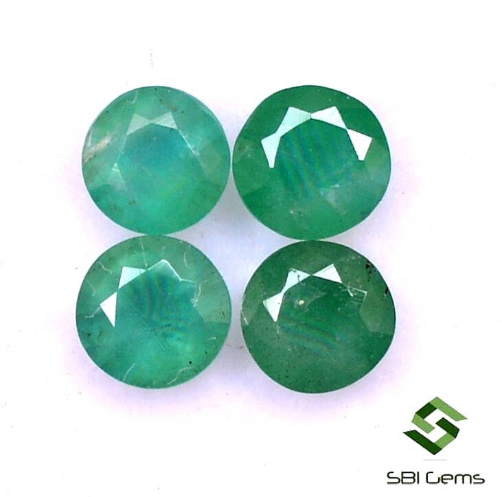 1.85 Cts Natural Emerald Round Cut 4.50 mm Lot 04 Pcs Untreated Loose Gemstones