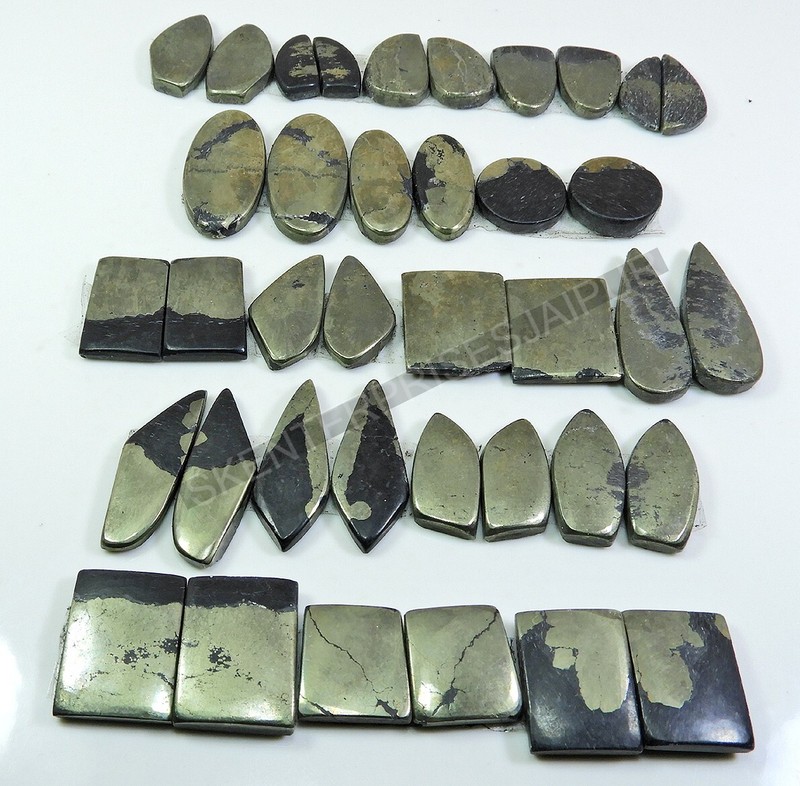 AA++ Natural Appche Gold Pyrite Matched pair Mix Shape Pair 50Pcs Wholesale Lot gallery