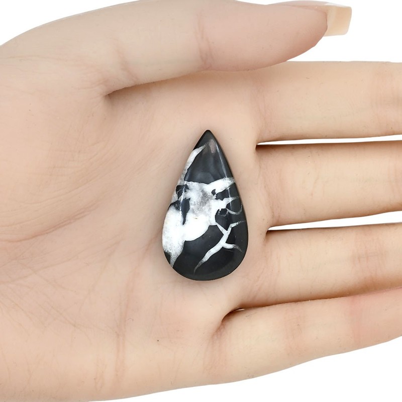 Natural Black Septarian 34x19.55x6.5 mm Pear Shape Polished Gemstone LS02883-47 gallery