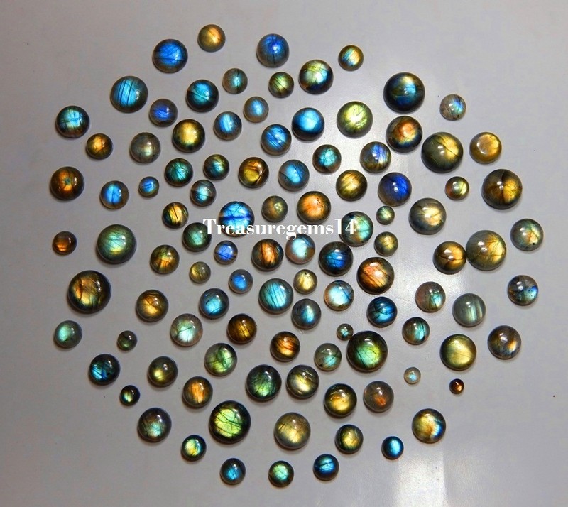 Labradorite Calibrated Round 150ct Wholesale Lot Natural Multi Cabochon Gemstone gallery