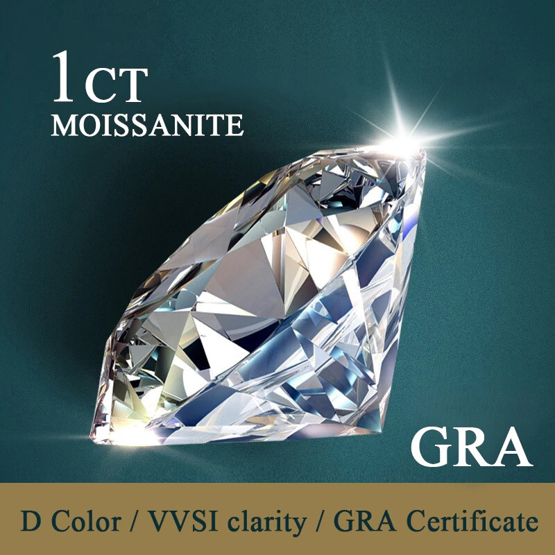 6.5mm 1Ct GRA Certified Round Shape White Moissanite VVS1 Clarity D Color LASER#