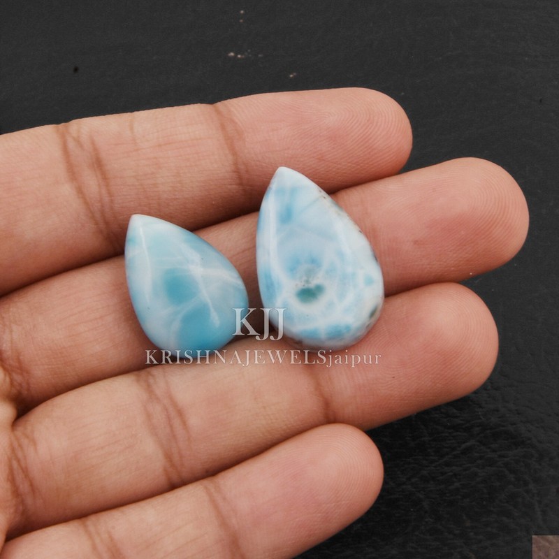 1 Pc Natural Larimar Gemstone Drop Shape Loose Cabochon Gemstone 16x25 -18x30 MM gallery