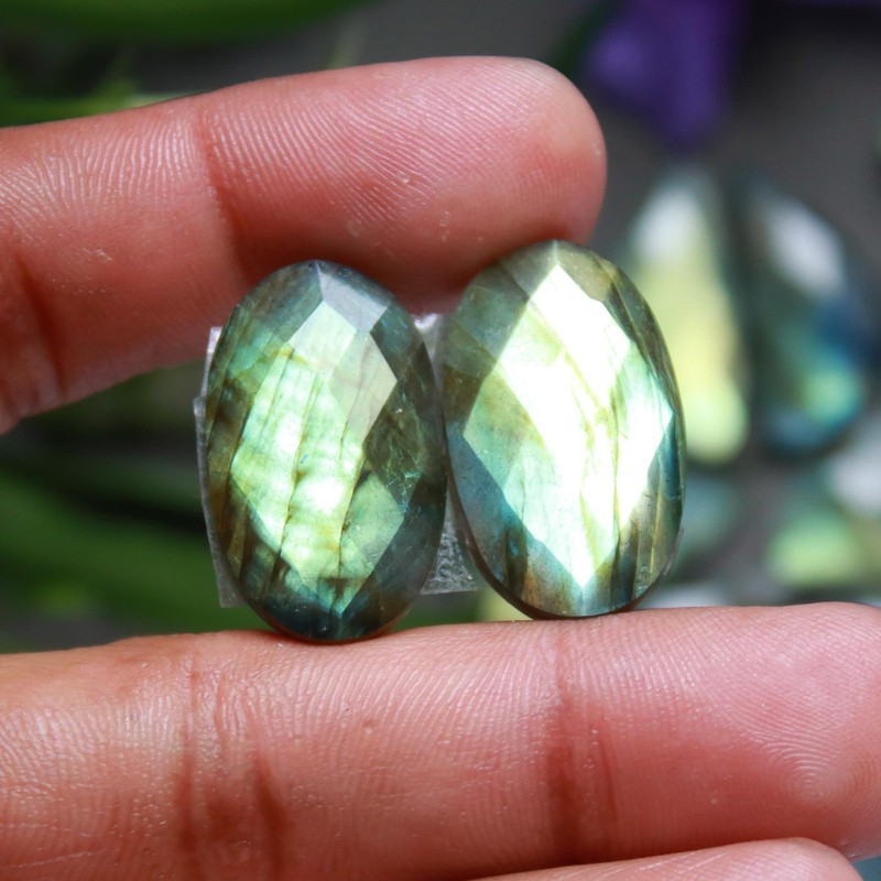 10Pairs 237Ct Natural Labradorite Cut Multi Fire Gemstone 11x19-15x32mm #R-12683 gallery