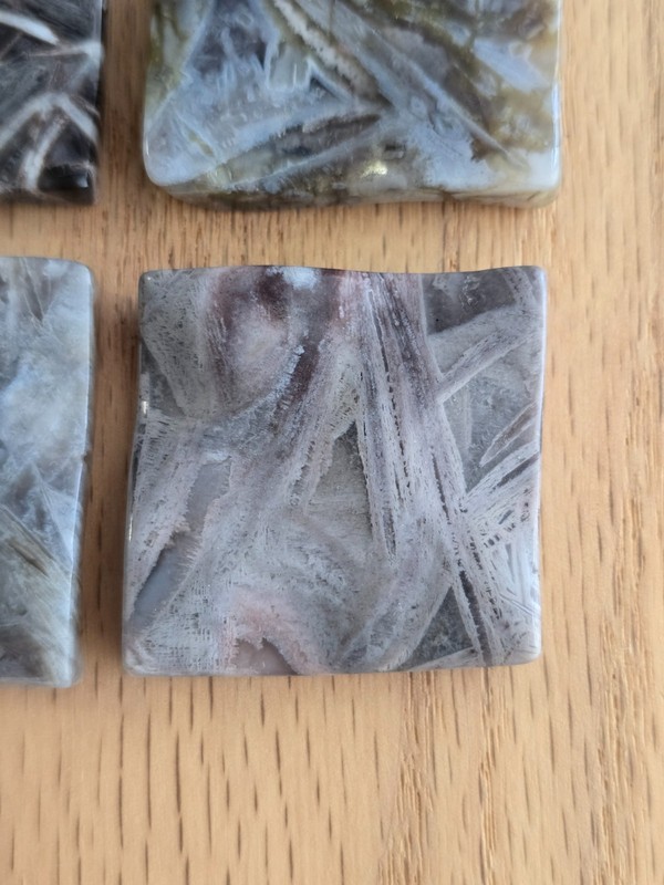 Natural Sagenite Agate Undulating Square Slab Geometric Drilled Stone Pendant gallery