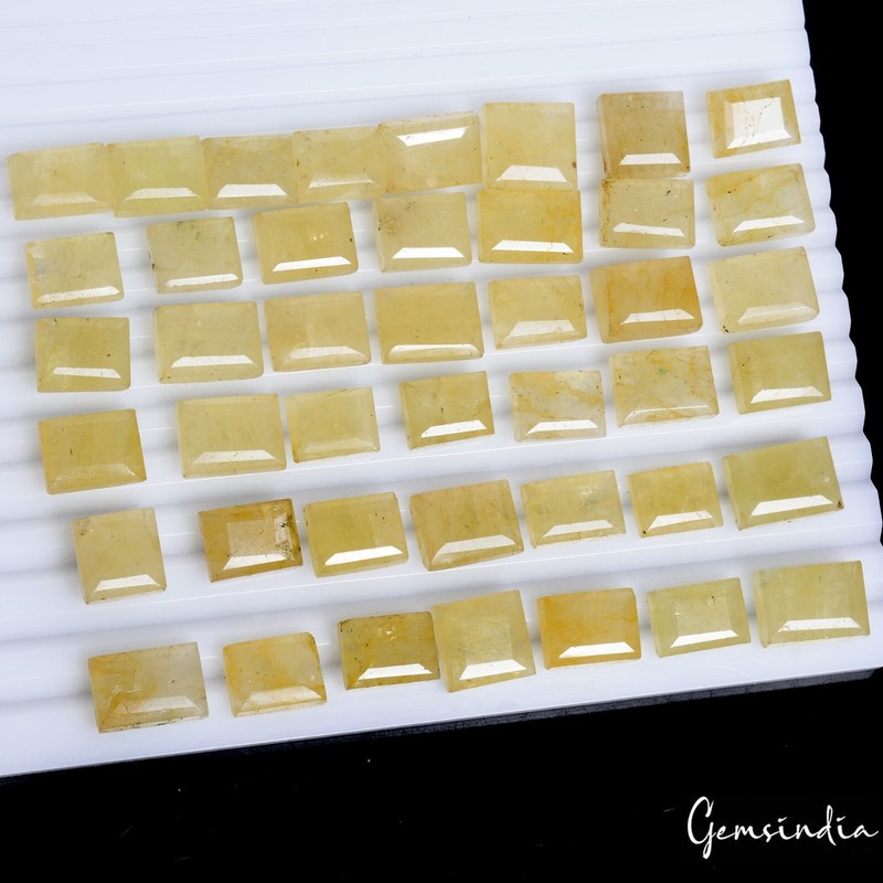 500 Ct Natural Untreated Yellow Beryl Heliodor Baguette Cut Faceted Gem Lot 43Pc