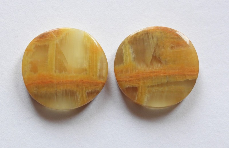 33.55 Ct Natural Yellow Calcite (19mm X 20mm each) Cabochon Match Pair