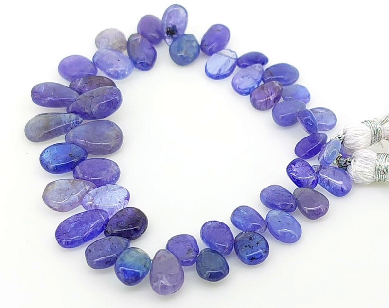 Natural Gem Tanzanite 7×5 to 10×7 mm Size Smooth Pear Beads 6″ Strand