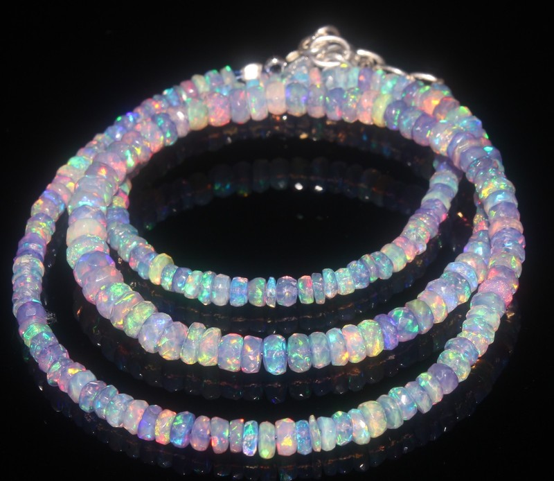 3 to 4.5 mm Purple Lavender Ethiopian Opal Facete Rondelle Beads Opal Fire Beads gallery