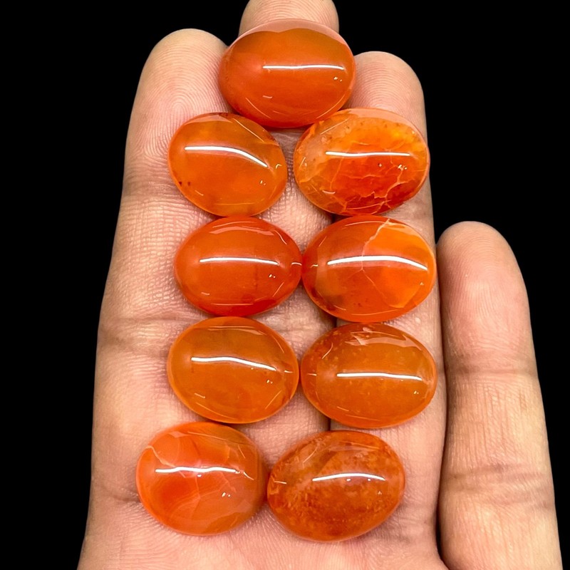 9 Pcs Natural Carnelian 20x15mm Oval Cabochon Loose Gemstones Whoelsale Lot gallery