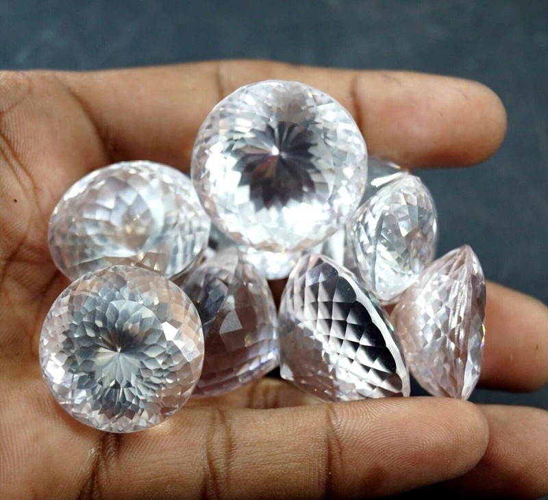 50 Ct Natural White Sapphire 5-7 Pcs Round Cut AGL Certified Gemstone Lot gallery