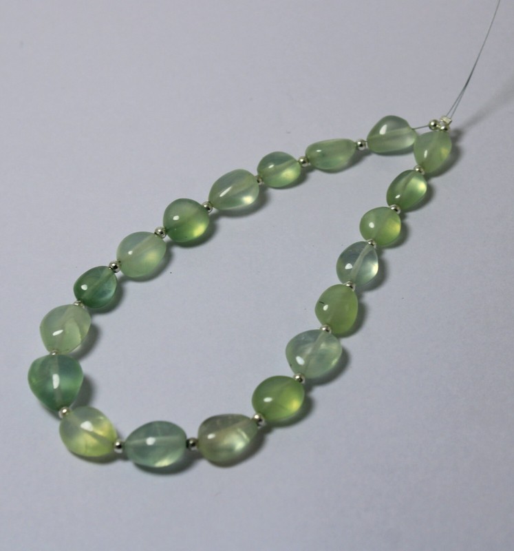 70 Ct 5x8 to 5x11 MM Natural Light Green Smooth Tumble 8 Inch Necklace Gemstone gallery