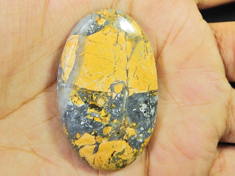 68Cts. Natural Maligano Jasper Oval cabochon Palm Crytsal Gemstone 27X44MM K031 gallery