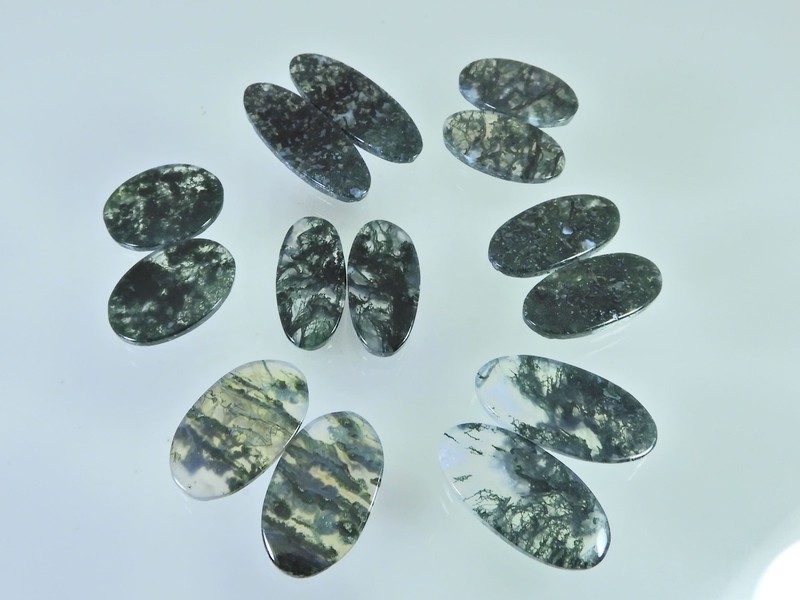 175Cts. Natural Moss Agate Matched Pair Oval Cabochon Gemstone 07 Pair Lot gallery