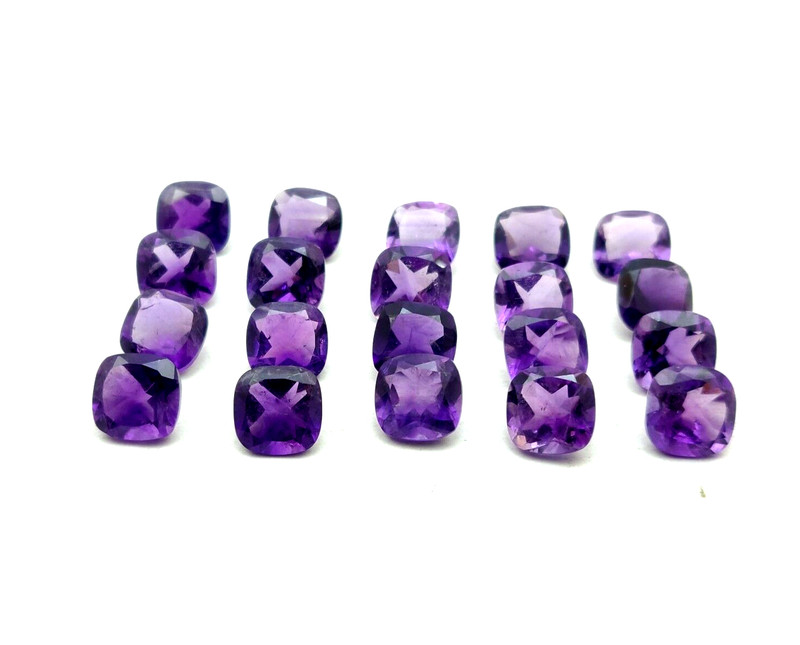 53 CT Natural Amethyst Square Cushion Loose Gemstone Wholesale Lot 98 Pcs 5 MM