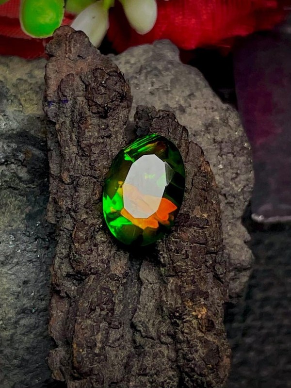 13x9x5.70MM Oval- Black Ethiopian Fire opal – Welo fire opal October birthstone