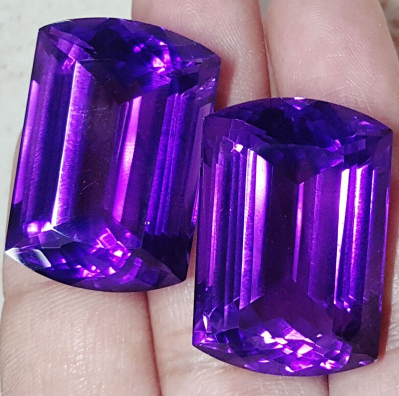 104 Ct Natural Violet Amethyst Pair Untreated Loose Gem Certified Fancy Cut G137