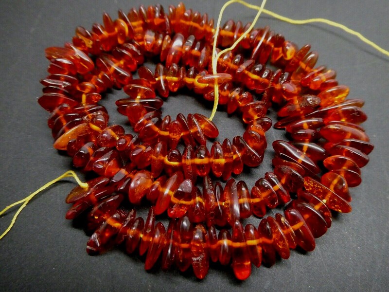 Natural Baltic Cherry Amber Nugget Freeform Untreated Gemstone Bead Strand 16″