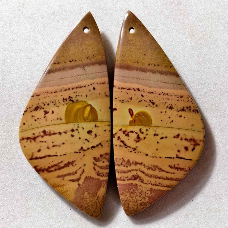 73 Cts Natural Cherry Creek Jasper Drilled Pair Cabochon Gemstone 47.9 X 21.5 MM