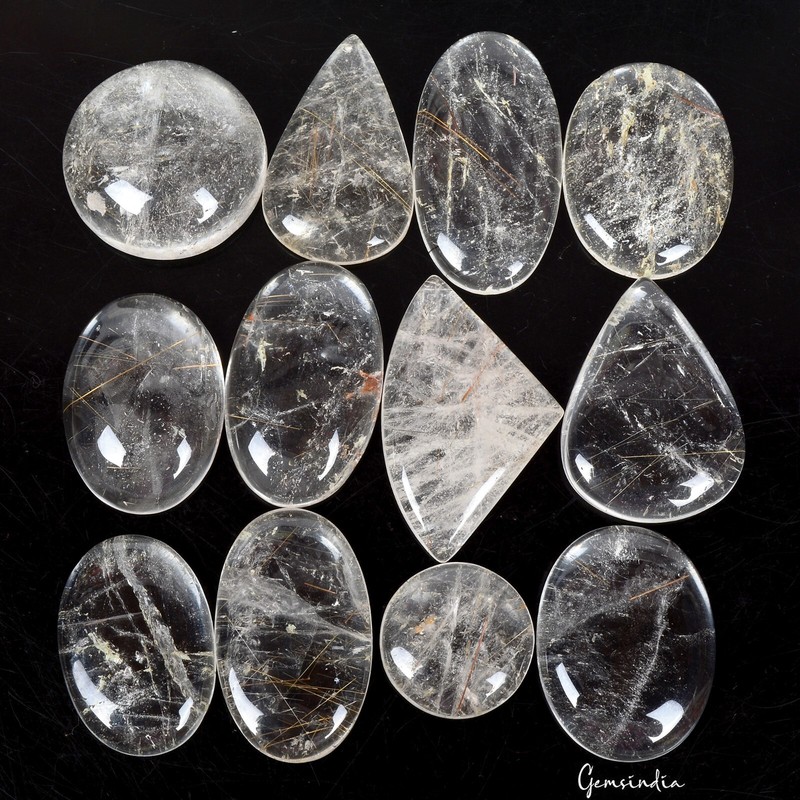 1000 Cts Natural Untreated Copper Wire Rutile Quartz Mix Cab Loose Gemstones Lot