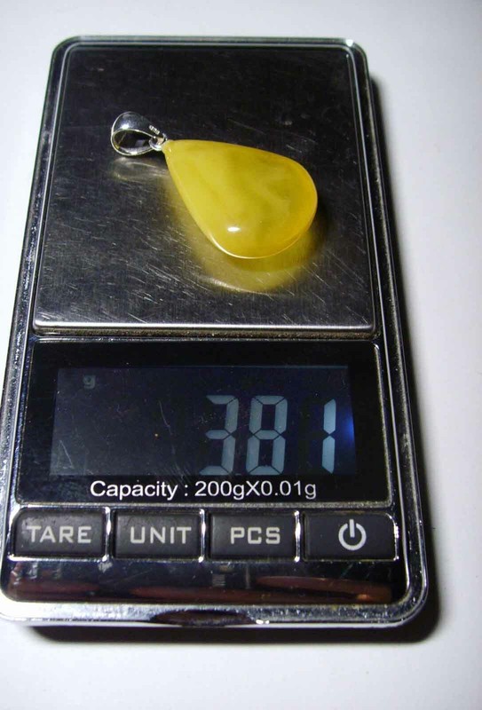 Amber pendant Natural Baltic Amber drop shape amber pendant silver 3.81gr Q-29 gallery