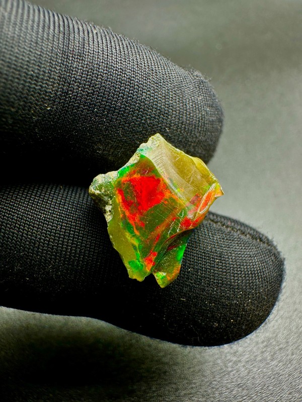 Ethiopian Black Opal Rough Rainbow Fire Raw Gemstone For Jewelry Making 14×13 mm