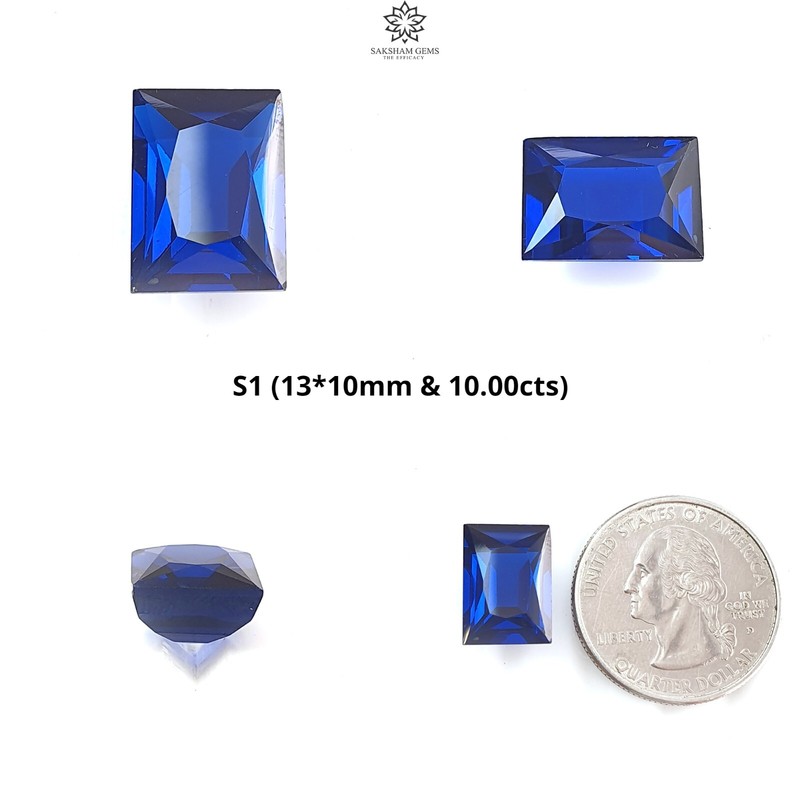 Blue Nanosital Gemstone Faceted Baguette, Cushion & Oval Shapes 1pc, 2pcs, 3pcs