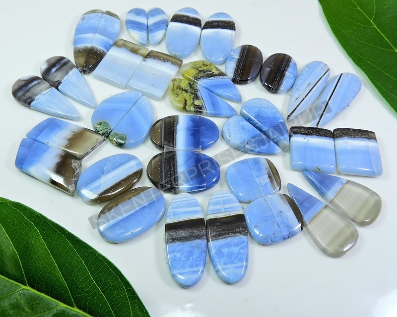 DESIGNER!! Natural Blue Opal matched pair Mix Shape 50 pair Earring making Lot
