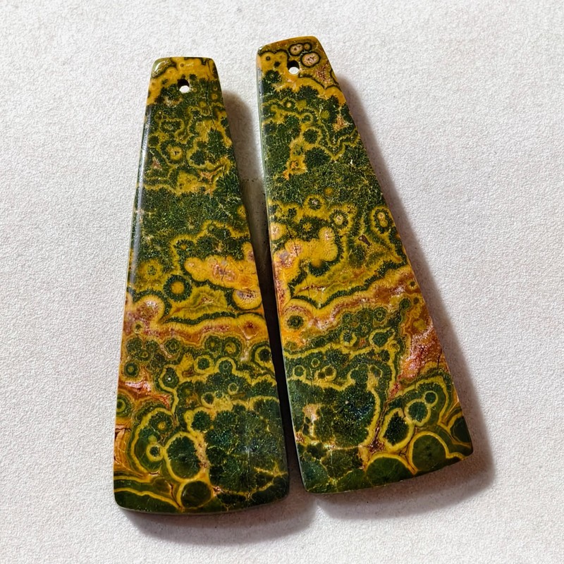 64 Cts Natural Ocean Jasper Drilled Match Pair Cabochon Gemstone 47 X 18 MM gallery