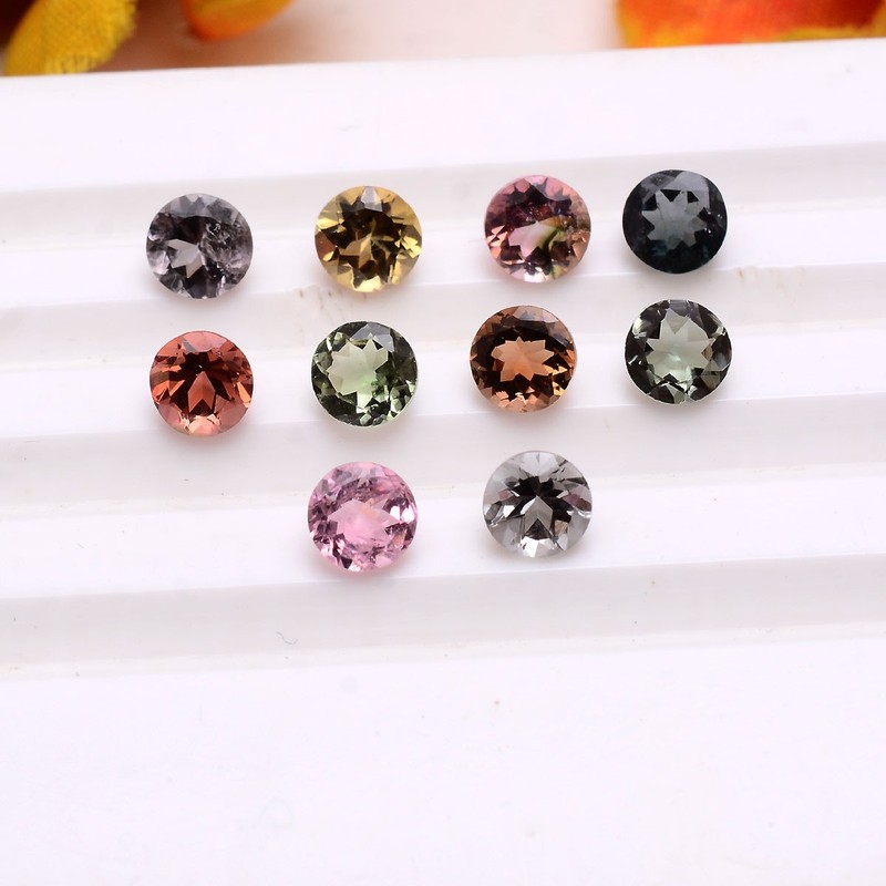 Set Of 10 Pcs Natural Tourmaline 5mm Round Cut Dazzling Unheated Gemstones Lot