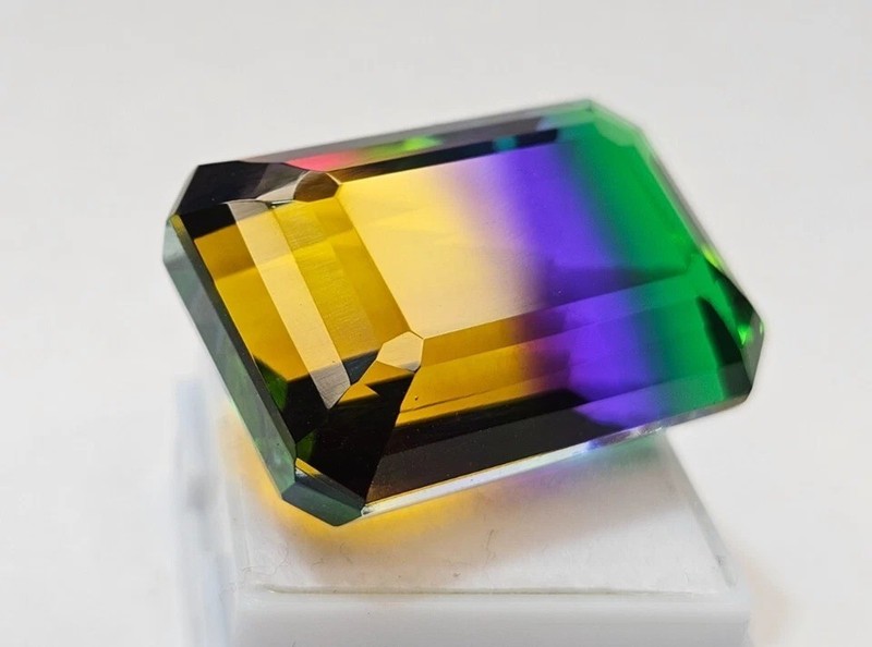 87-88 Ct Bi-Colour Tourmaline Emerald Cut Natural EGL Certified Loose Gemstone