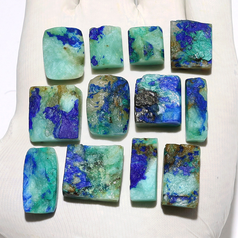 Electric Blue~ 12 PC Natural Azurite Hi-Grade 13mm-23mm Drusy Cabochon Gemstones gallery
