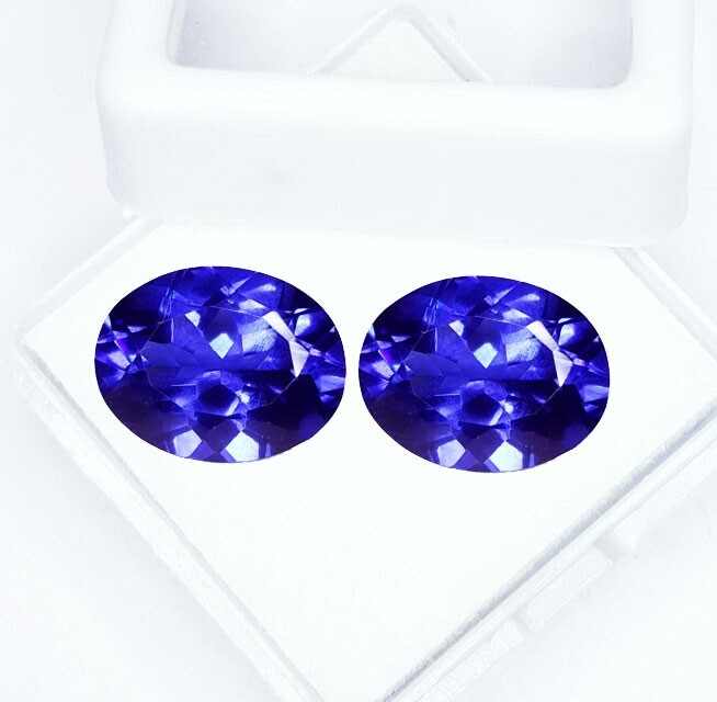 8-10 Ct Natural Blue Tanzanite Loose Certified Gemstone Pair Oval Cut Gems GT01 gallery