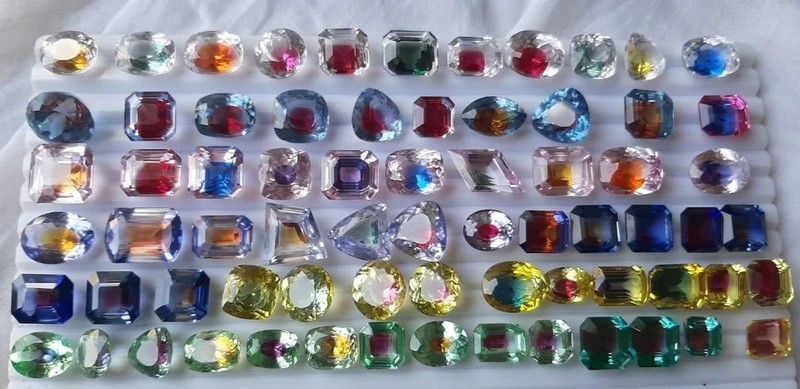 120 Ct Natural Pitambari Sapphire Lot Bi-Color Mix Shape Gemstone GIE Certified gallery