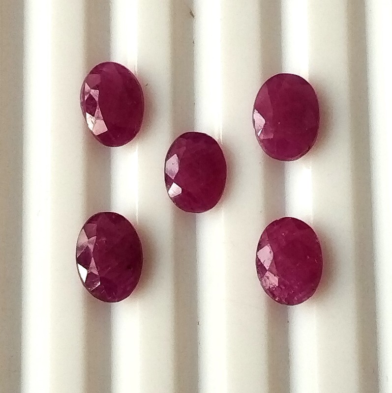 Ruby 6X8 mm Oval Cut Faceted Natural Unheated Gemstone Earth Mined 5 Pieces Lot