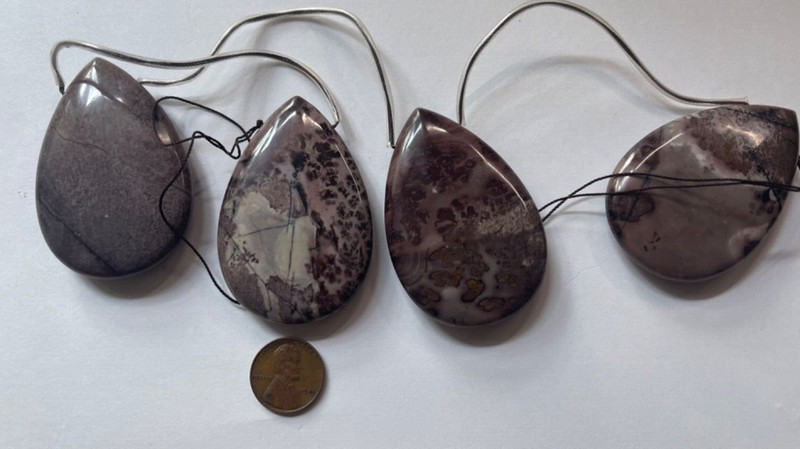 XTRA LARGE BROWN AGATE TEAR DROPS 55X35X9 MM BEAD SRAND 4 PCS BELOW WHOLESALE gallery