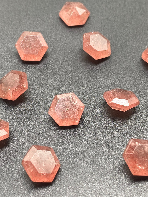 AAA+ Natural Pink Strawberry Faceted Hexagon Shape Loose Gemstone