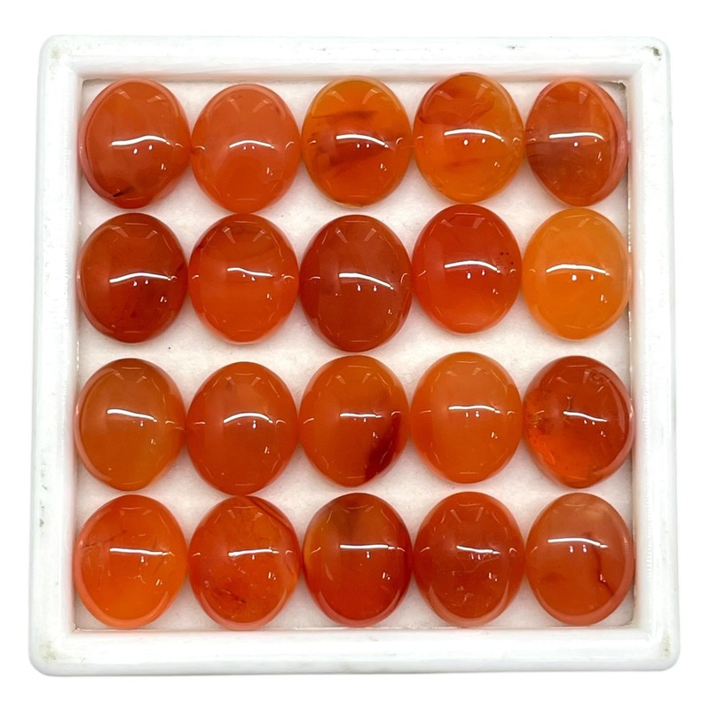 20 Pcs Natural Carnelian 13x11mm Oval Cabochon Loose Gemstones Whoelsale Lot