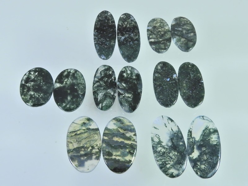 175Cts. Natural Moss Agate Matched Pair Oval Cabochon Gemstone 07 Pair Lot
