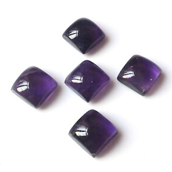 9MM TO 15MM NATURAL AFRICAN PURPLE AMETHYST SQUARE SHAPE FLAT BACK CABOCHON