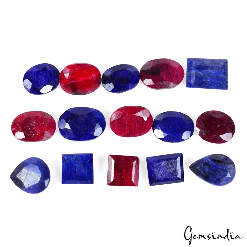Top Quality Natural Ruby Sapphire Mix Cut Loose 11-17mm Gems For jewelry/15 Pcs gallery