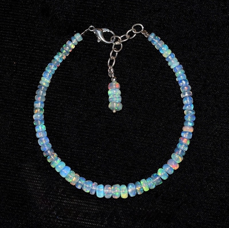 AAA Natural Ethiopian Opal Welo Fire Opal Gemstone Beads 7.5″ Bracelet