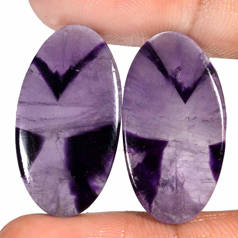 36.10 Cts 100% Natural Amethyst Star Pair Cabochon 15 x 28 x 03 mm Gemstone SB04
