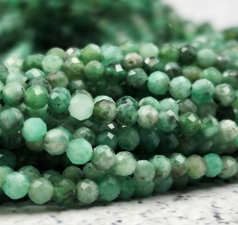 Green Emerald Faceted Genuine Quality Gemstone 2.5mm 3mm Bead Full Strand PRP401 gallery