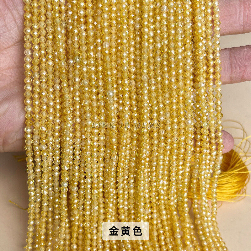 2mm 3mm 4mm Faceted Multicolor Zircon Gemstones Round Loose Beads AAA Strand gallery