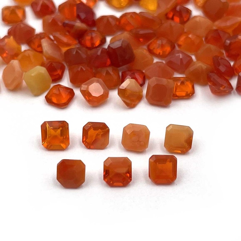 Natural Mexican Fire Opal Octagon Cut Loose Gemstone Lot 92 Pcs 4 MM 20 CT