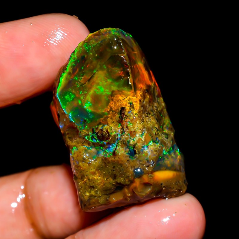 65 Carat Opal Rough, Natural Ethiopian Oil Opal Raw, Multi Fire Opal Gemstone,