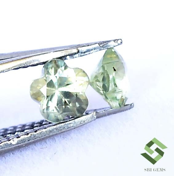 Natural Green Sapphire Flower Shape Pair 4x4 mm 0.76 CTS Loose Gemstone gallery
